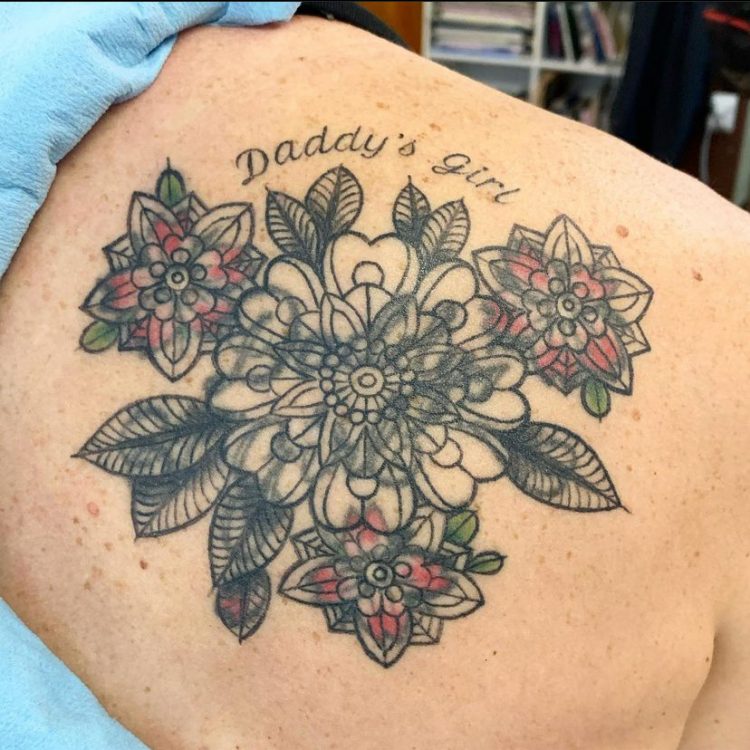 daddy's girl cover-up tattoo in progress